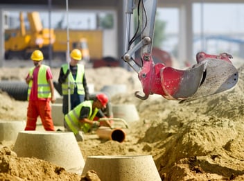 Construction crews working on a jobsite