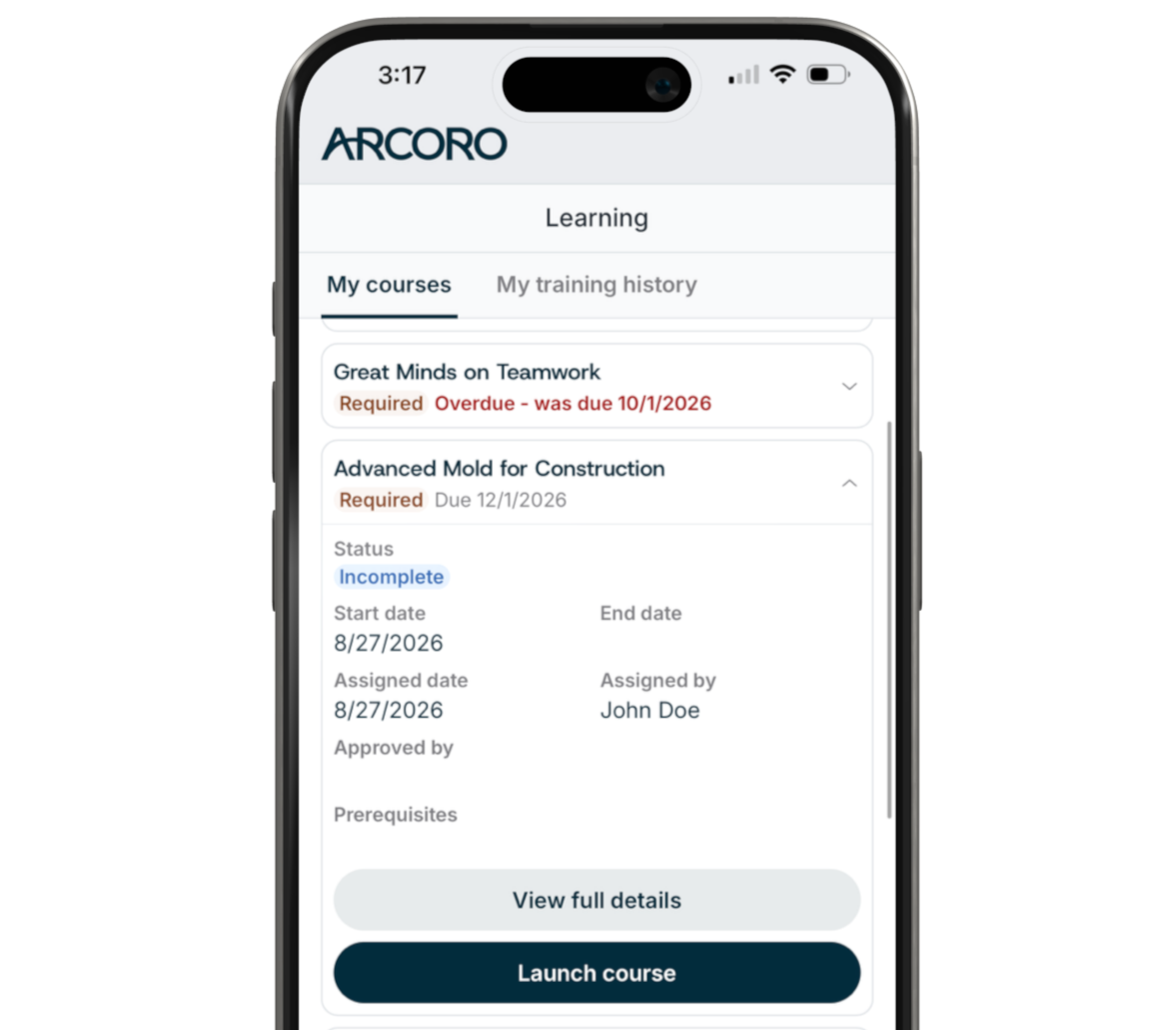 Mobile learning coursework on phone