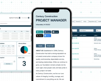 Mobile phone with Arcoro-powered job listing on the screen