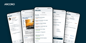 Screen shots of Arcoro's mobile app's learning capabilities