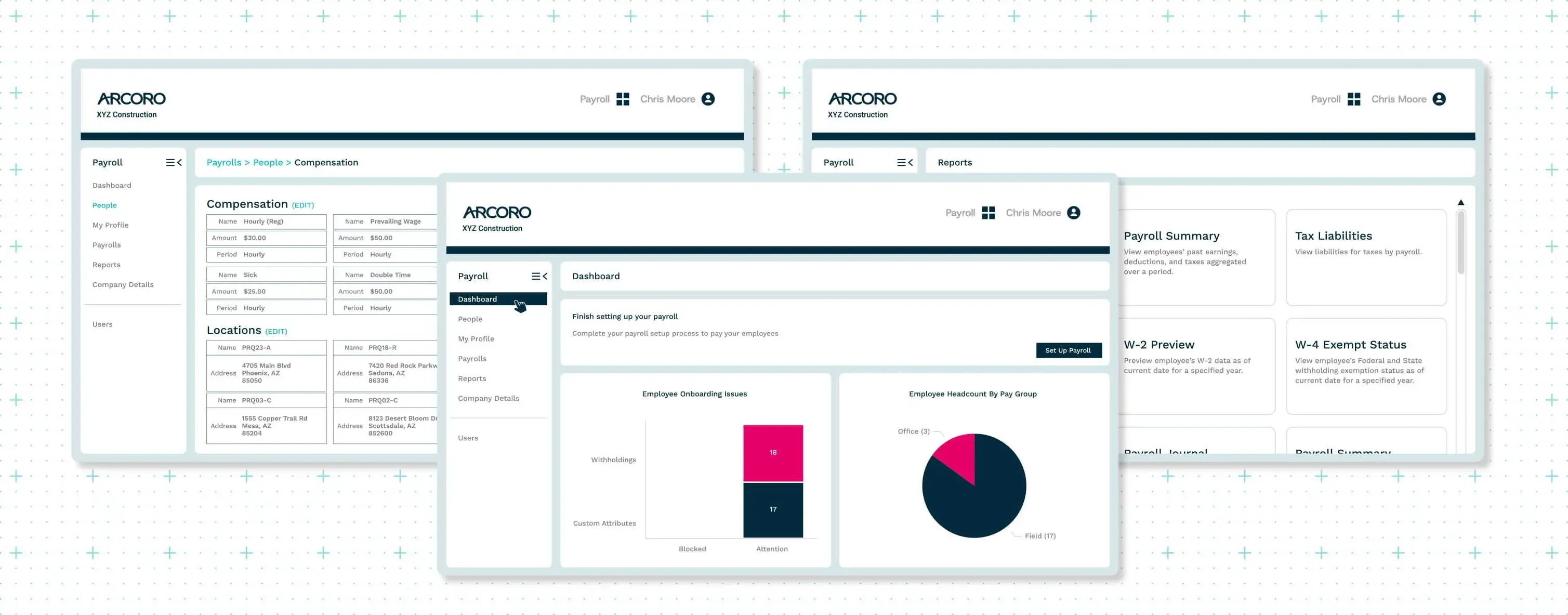 Arcoro Payroll software dashboard